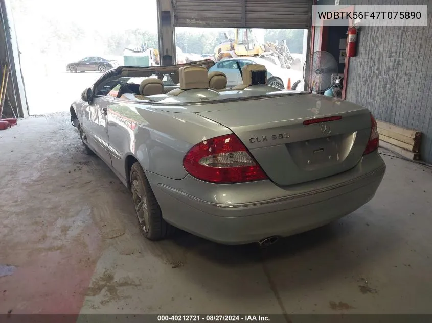 2007 Mercedes-Benz Clk 350 VIN: WDBTK56F47T075890 Lot: 40212721