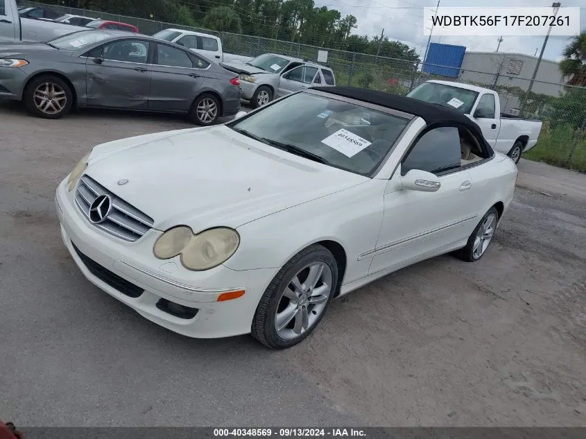 2007 Mercedes-Benz Clk 350 350 VIN: WDBTK56F17F207261 Lot: 40348569