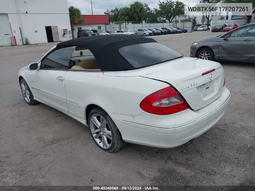 2007 Mercedes-Benz Clk 350 350 VIN: WDBTK56F17F207261 Lot: 40348569