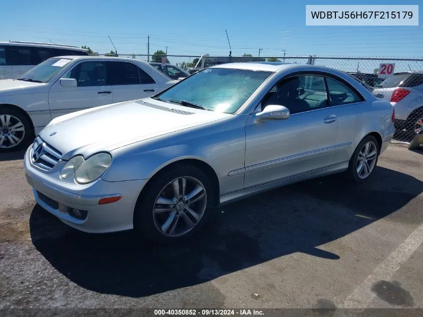 2007 Mercedes-Benz Clk 350 VIN: WDBTJ56H67F215179 Lot: 40350852