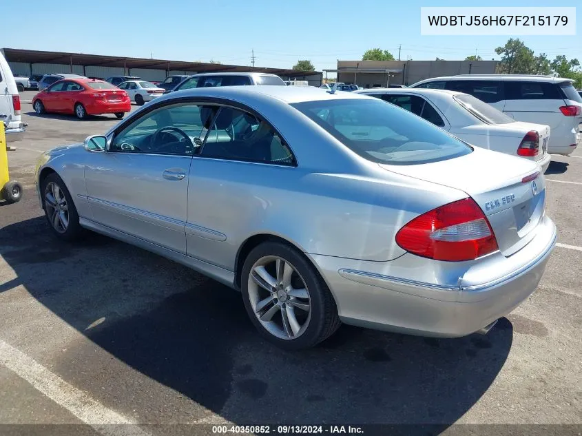 2007 Mercedes-Benz Clk 350 VIN: WDBTJ56H67F215179 Lot: 40350852