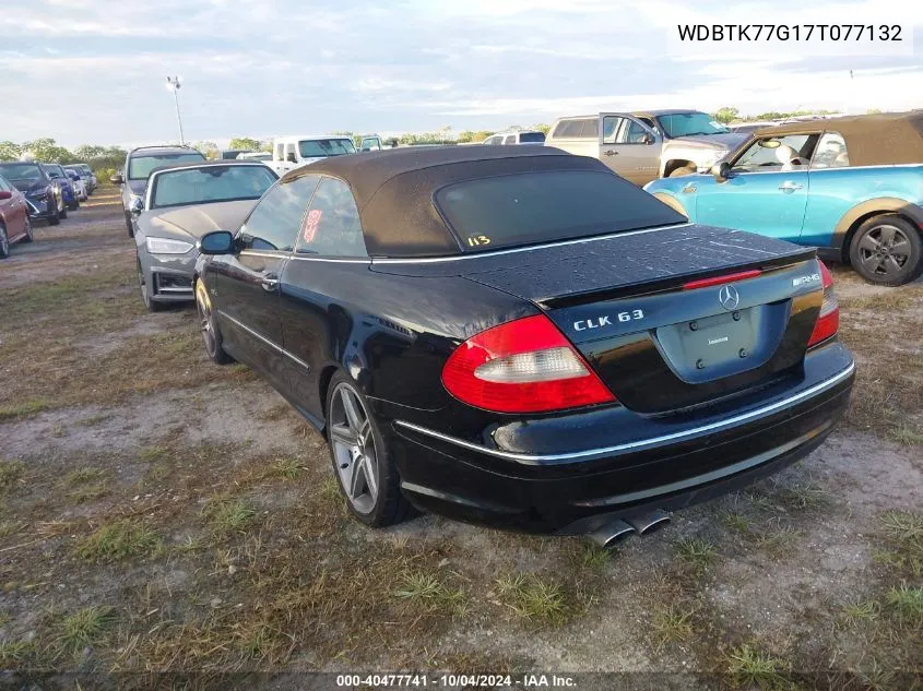 2007 Mercedes-Benz Clk 63 Amg VIN: WDBTK77G17T077132 Lot: 40477741