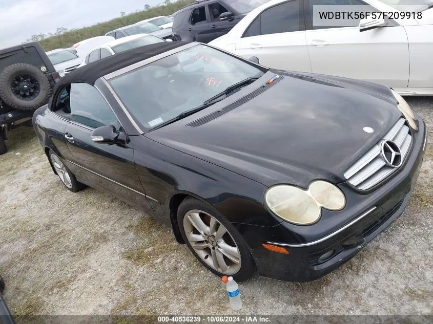 2007 Mercedes-Benz Clk 350 VIN: WDBTK56F57F209918 Lot: 40536239