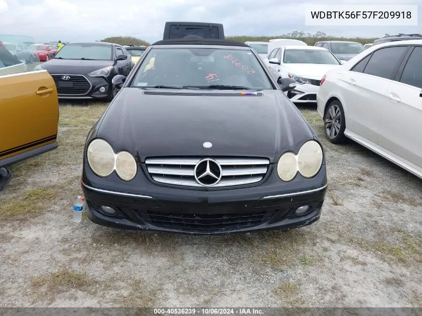 2007 Mercedes-Benz Clk 350 VIN: WDBTK56F57F209918 Lot: 40536239