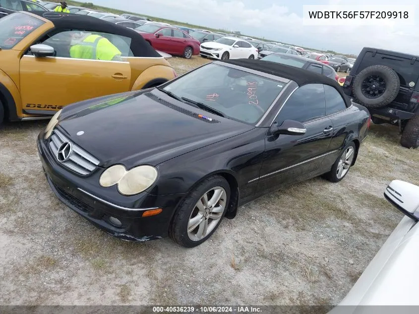 2007 Mercedes-Benz Clk 350 VIN: WDBTK56F57F209918 Lot: 40536239