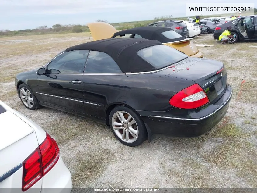 2007 Mercedes-Benz Clk 350 VIN: WDBTK56F57F209918 Lot: 40536239