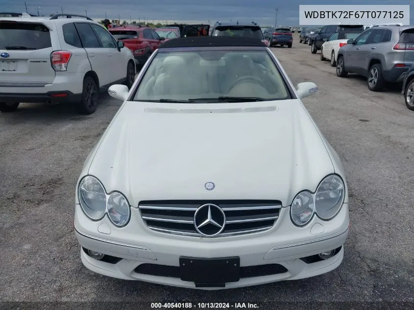 2007 Mercedes-Benz Clk 550 VIN: WDBTK72F67T077125 Lot: 40540188