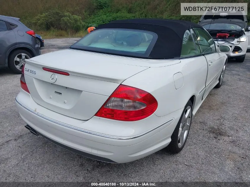 2007 Mercedes-Benz Clk 550 VIN: WDBTK72F67T077125 Lot: 40540188