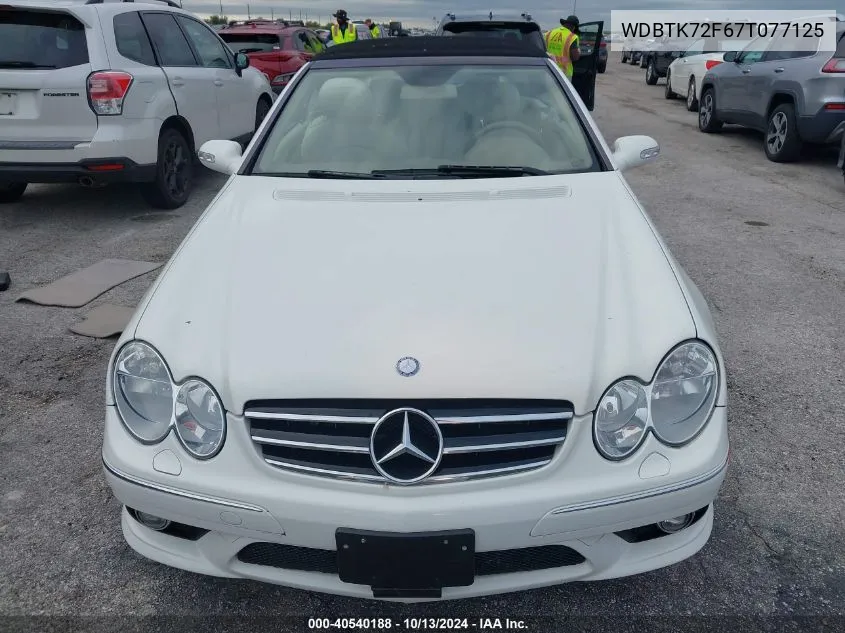 2007 Mercedes-Benz Clk 550 VIN: WDBTK72F67T077125 Lot: 40540188