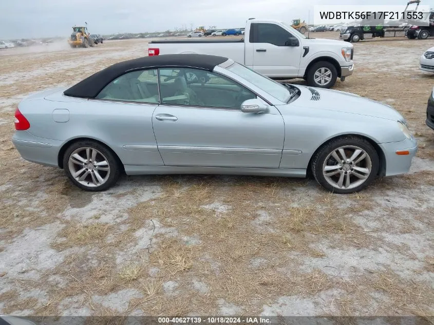 2007 Mercedes-Benz Clk 350 VIN: WDBTK56F17F211553 Lot: 40627139