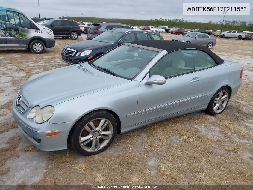 2007 Mercedes-Benz Clk 350 VIN: WDBTK56F17F211553 Lot: 40627139