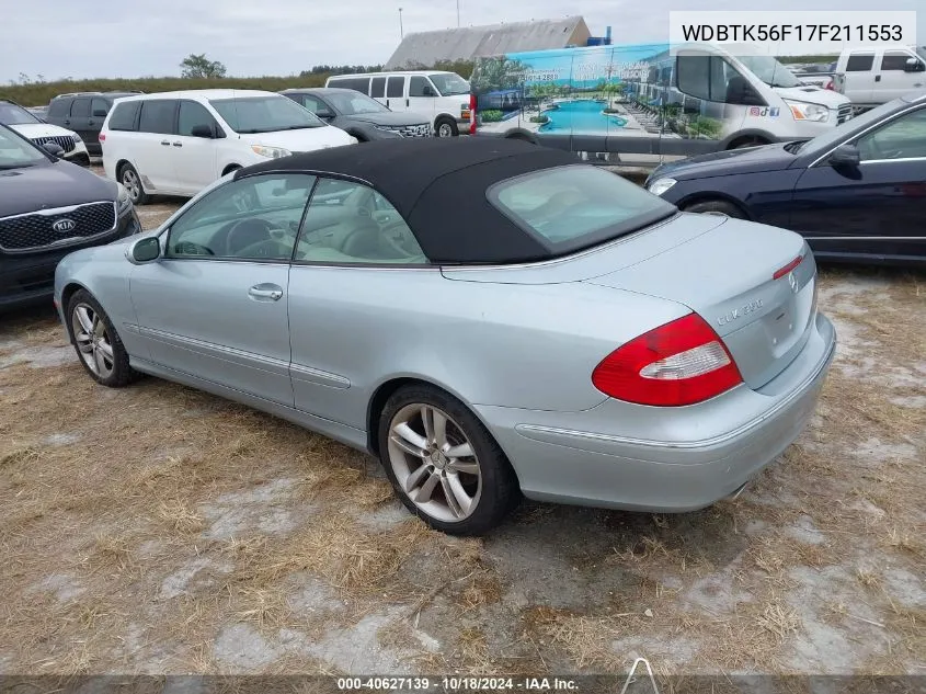 2007 Mercedes-Benz Clk 350 VIN: WDBTK56F17F211553 Lot: 40627139