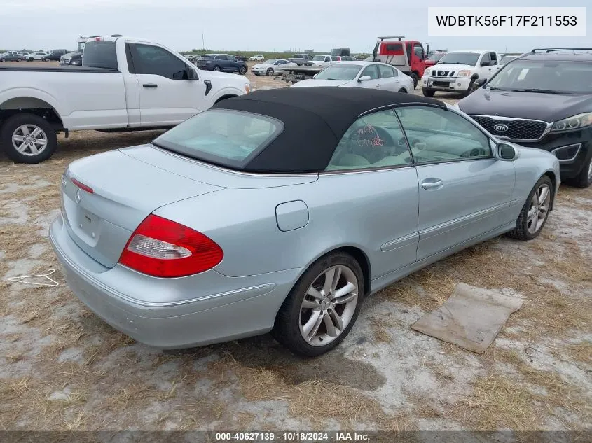 2007 Mercedes-Benz Clk 350 VIN: WDBTK56F17F211553 Lot: 40627139