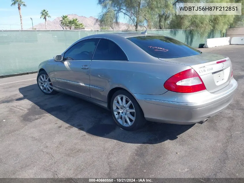 2007 Mercedes-Benz Clk 350 VIN: WDBTJ56H87F212851 Lot: 40660550