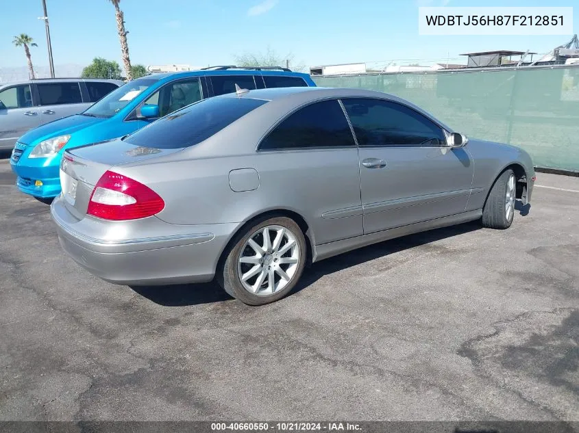 2007 Mercedes-Benz Clk 350 VIN: WDBTJ56H87F212851 Lot: 40660550