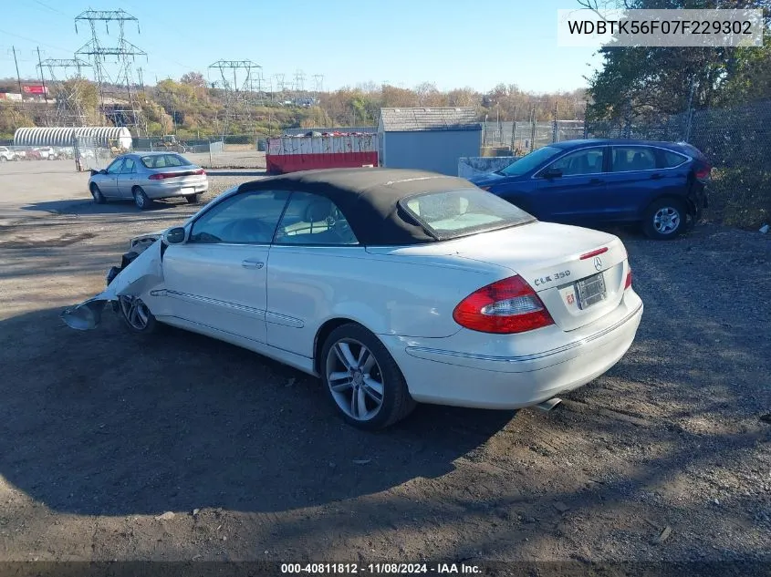 2007 Mercedes-Benz Clk 350 VIN: WDBTK56F07F229302 Lot: 40811812