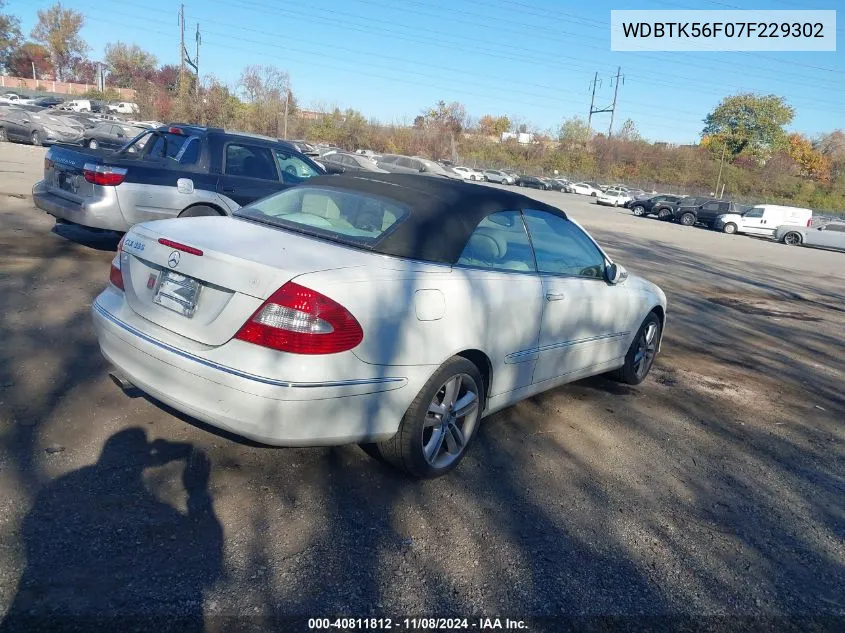 2007 Mercedes-Benz Clk 350 VIN: WDBTK56F07F229302 Lot: 40811812