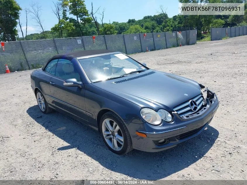 2008 Mercedes-Benz Clk 350 VIN: WDBTK56F78T096931 Lot: 39664497