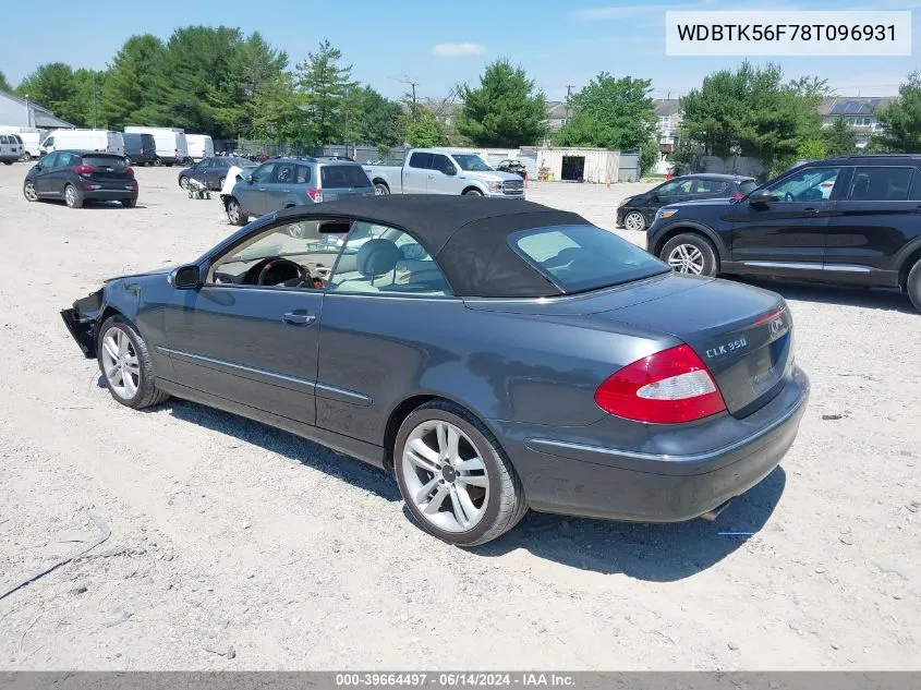 2008 Mercedes-Benz Clk 350 VIN: WDBTK56F78T096931 Lot: 39664497