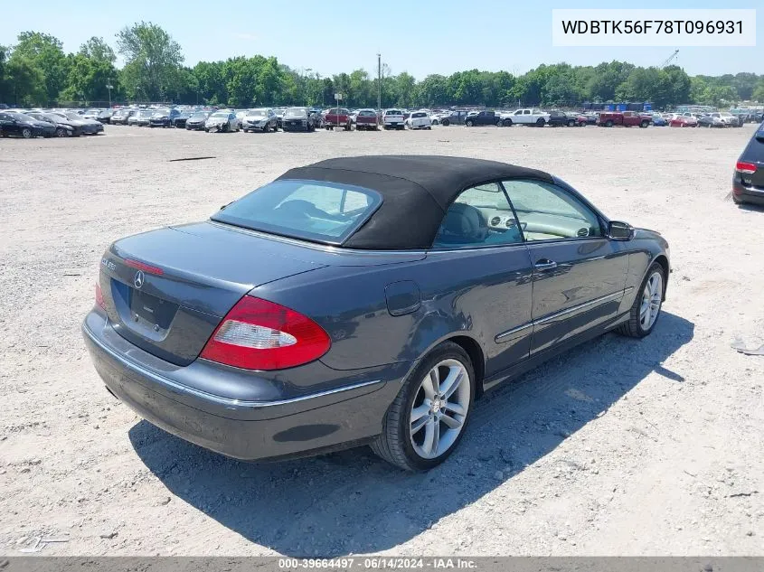 2008 Mercedes-Benz Clk 350 VIN: WDBTK56F78T096931 Lot: 39664497