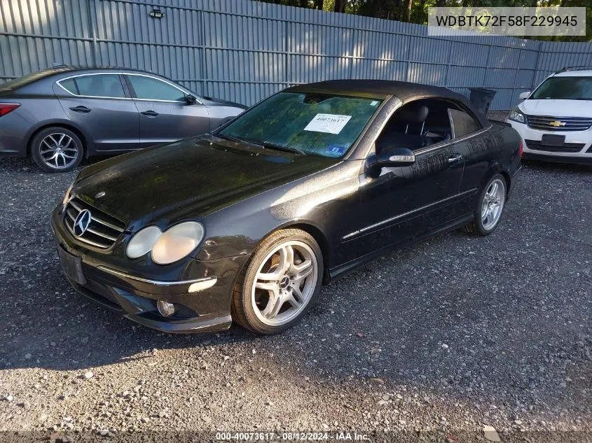 2008 Mercedes-Benz Clk 550 VIN: WDBTK72F58F229945 Lot: 40073617