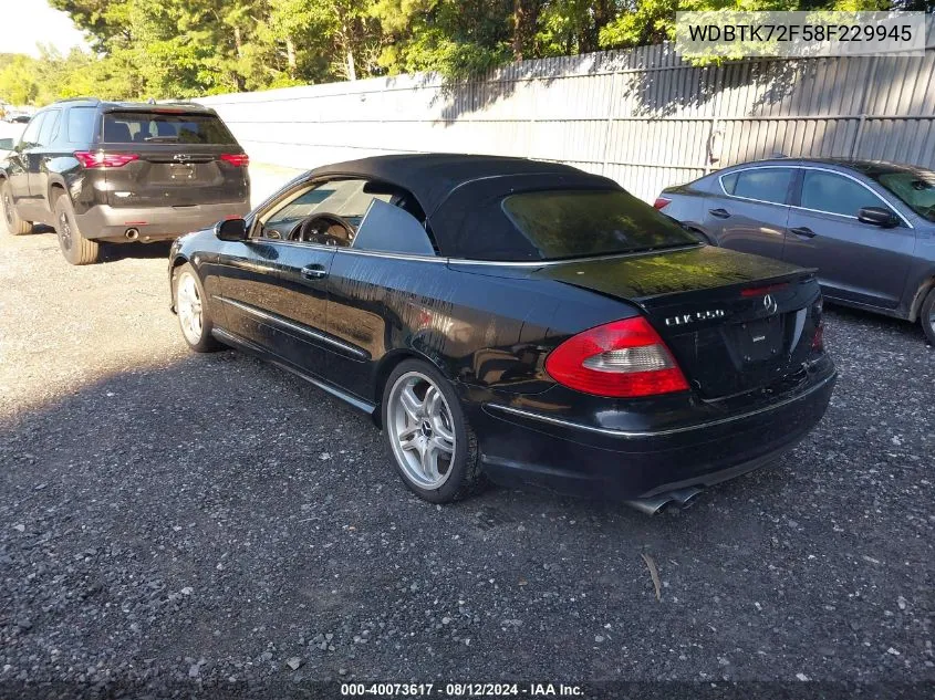 2008 Mercedes-Benz Clk 550 VIN: WDBTK72F58F229945 Lot: 40073617