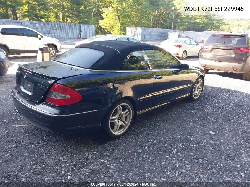 2008 Mercedes-Benz Clk 550 VIN: WDBTK72F58F229945 Lot: 40073617