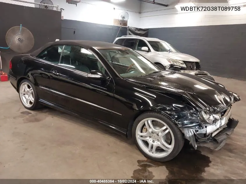 2008 Mercedes-Benz Clk 550 VIN: WDBTK72G38T089758 Lot: 40485384