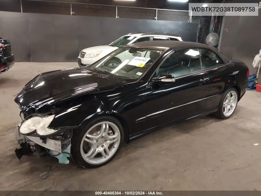 2008 Mercedes-Benz Clk 550 VIN: WDBTK72G38T089758 Lot: 40485384