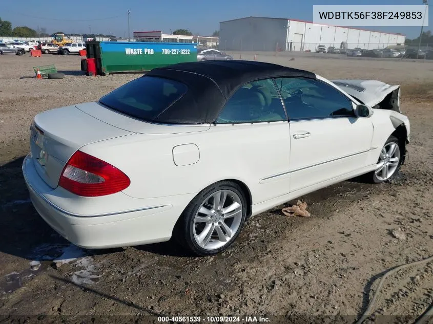 2008 Mercedes-Benz Clk 350 VIN: WDBTK56F38F249853 Lot: 40561539