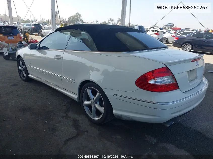 2008 Mercedes-Benz Clk 350 VIN: WDBTK56F68F250267 Lot: 40566307