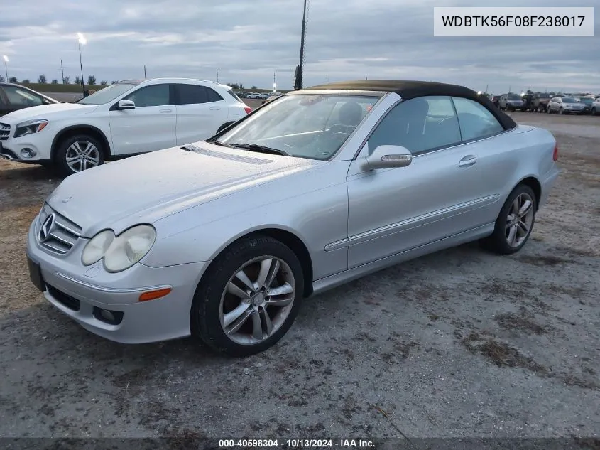 2008 Mercedes-Benz Clk 350 VIN: WDBTK56F08F238017 Lot: 40598304