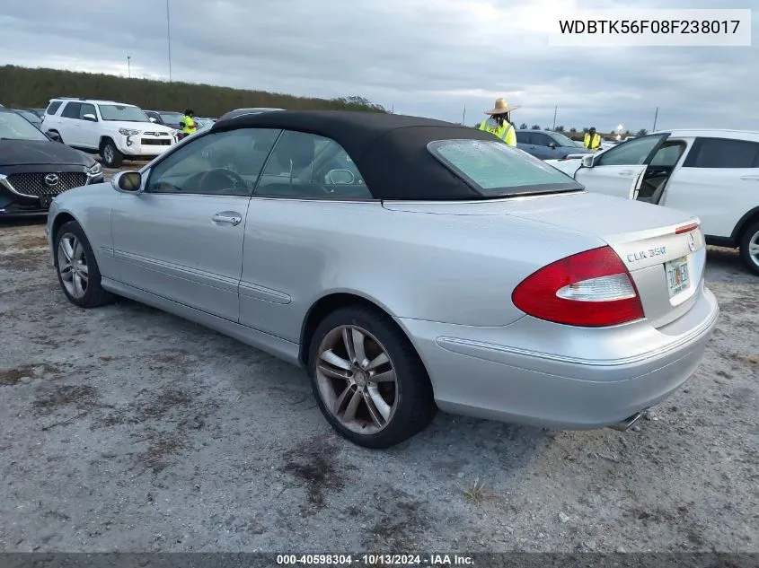 2008 Mercedes-Benz Clk 350 VIN: WDBTK56F08F238017 Lot: 40598304