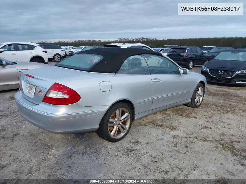 2008 Mercedes-Benz Clk 350 VIN: WDBTK56F08F238017 Lot: 40598304