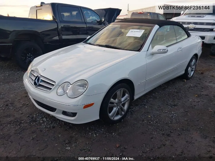 2008 Mercedes-Benz Clk 350 VIN: WDBTK56F88F236144 Lot: 40769937