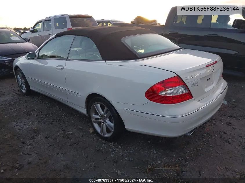 2008 Mercedes-Benz Clk 350 VIN: WDBTK56F88F236144 Lot: 40769937