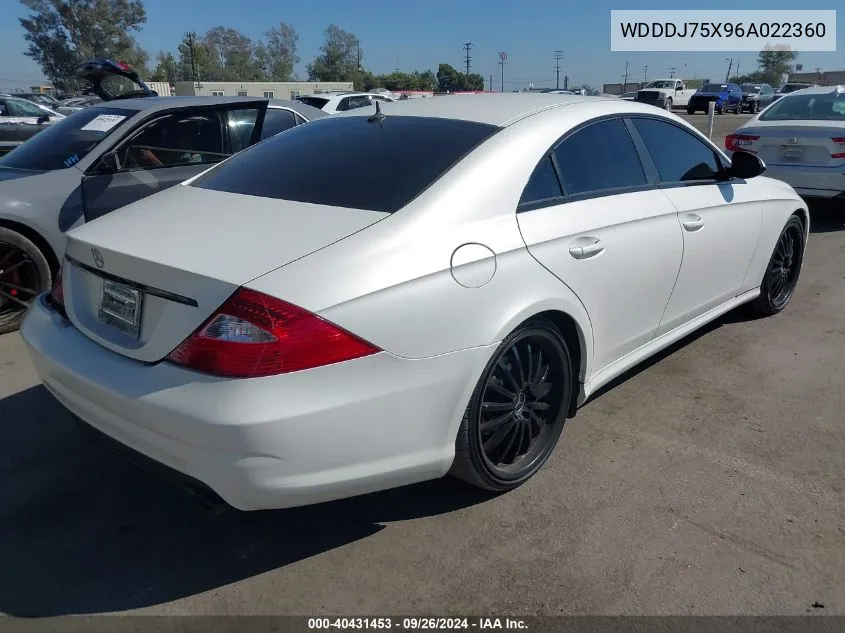 2006 Mercedes-Benz Cls 500 VIN: WDDDJ75X96A022360 Lot: 40431453