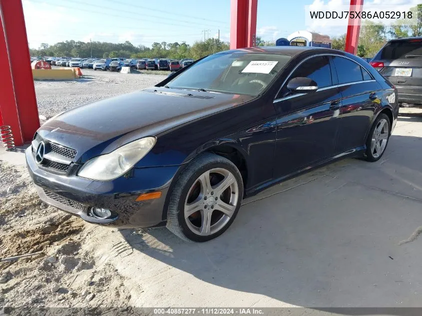 2006 Mercedes-Benz Cls 500 VIN: WDDDJ75X86A052918 Lot: 40857277