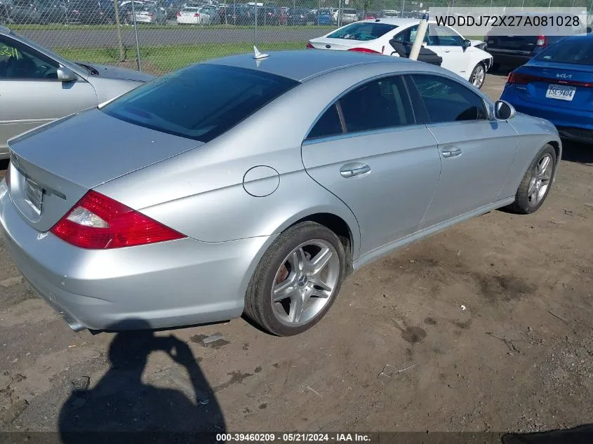 2007 Mercedes-Benz Cls 550 VIN: WDDDJ72X27A081028 Lot: 39460209