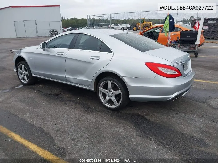 2012 Mercedes-Benz Cls 550 4Matic VIN: WDDLJ9BB4CA027722 Lot: 40706245