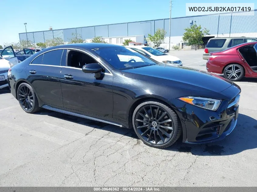 2019 Mercedes-Benz Cls 450 VIN: WDD2J5JB2KA017419 Lot: 39646362