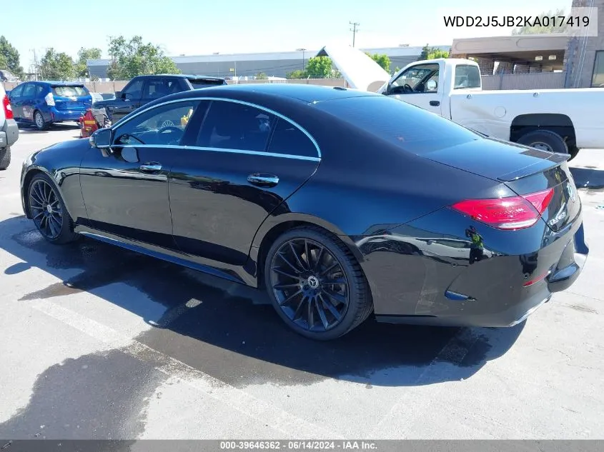 2019 Mercedes-Benz Cls 450 VIN: WDD2J5JB2KA017419 Lot: 39646362