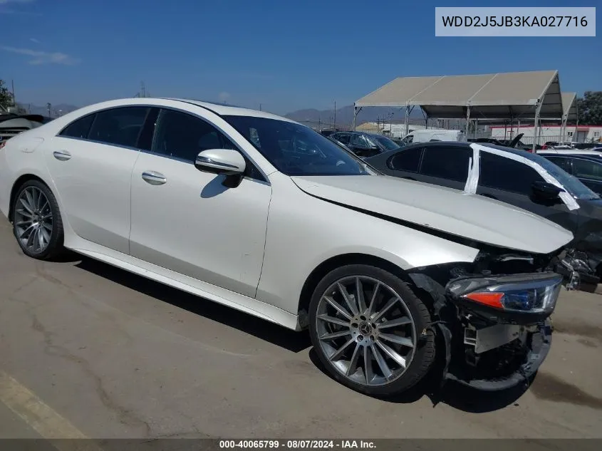 2019 Mercedes-Benz Cls 450 VIN: WDD2J5JB3KA027716 Lot: 40065799