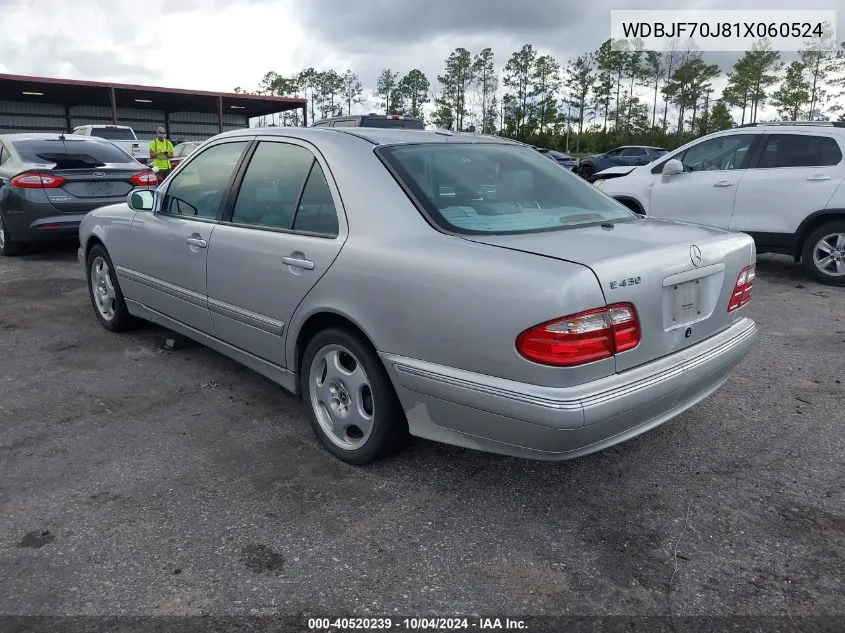 2001 Mercedes-Benz E 430 VIN: WDBJF70J81X060524 Lot: 40520239