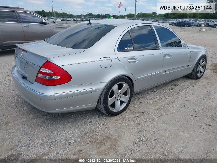 2003 Mercedes-Benz E 500 VIN: WDBUF70J73A251144 Lot: 40142182