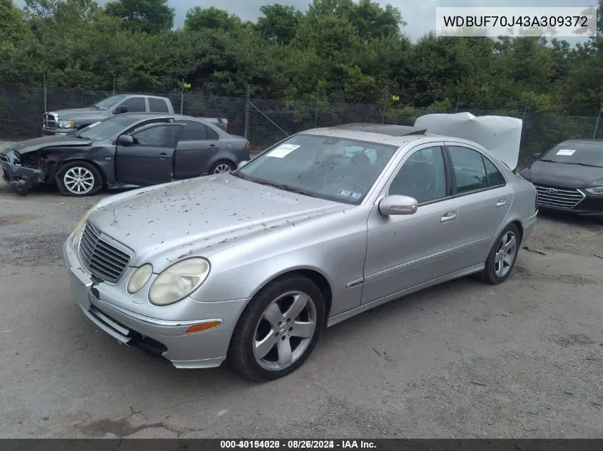 2003 Mercedes-Benz E-Class 5.0L VIN: WDBUF70J43A309372 Lot: 40154028