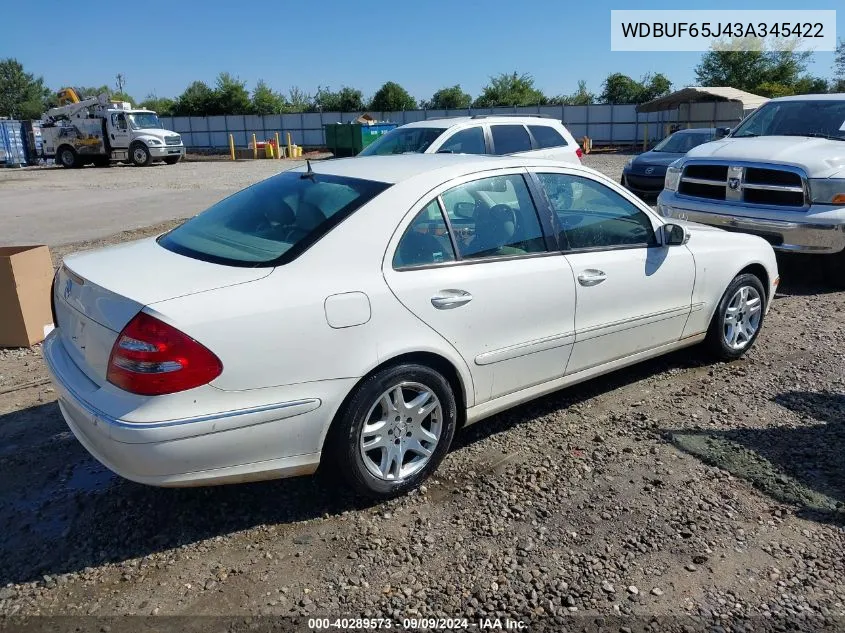 2003 Mercedes-Benz E 320 VIN: WDBUF65J43A345422 Lot: 40289573