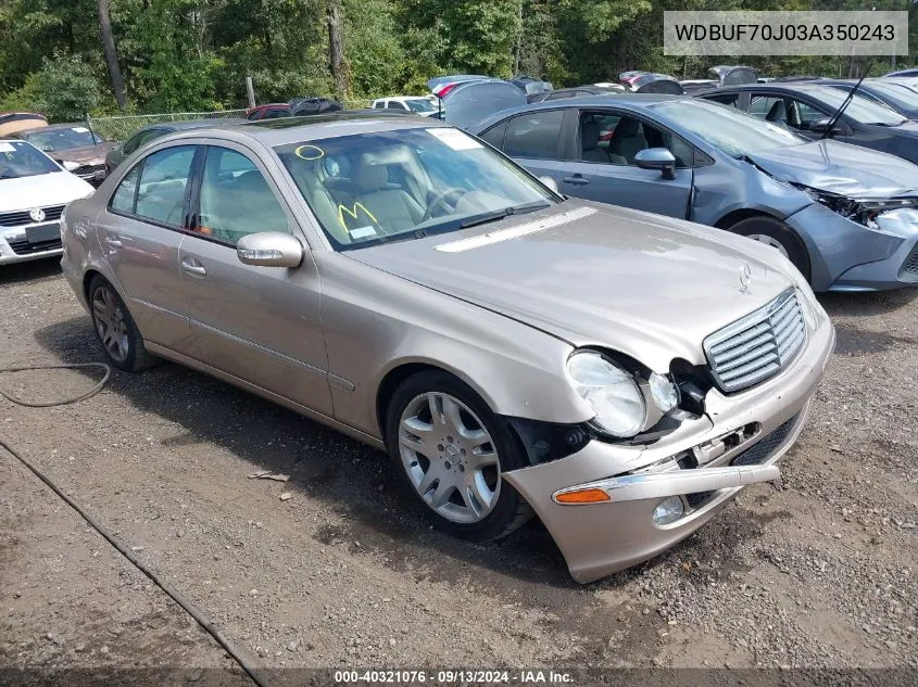 2003 Mercedes-Benz E 500 VIN: WDBUF70J03A350243 Lot: 40321076