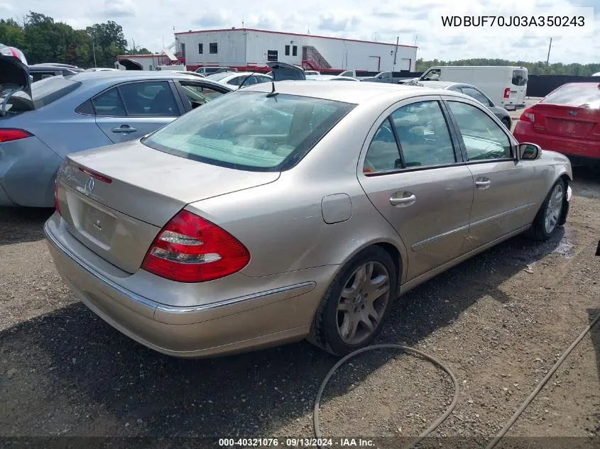 2003 Mercedes-Benz E 500 VIN: WDBUF70J03A350243 Lot: 40321076