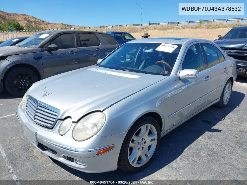 2003 Mercedes-Benz E 500 VIN: WDBUF70J43A378532 Lot: 40451704